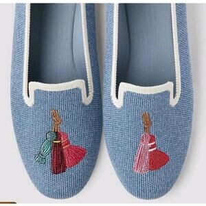 NWOT Round Toe Embroidered Loafers Audrey Womens Vivaia Ballet Flats sz 39.5/8.5